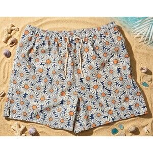 Goodfellow & Co Swim Trunks Mens Sz M Daisy Print Lined Elastic Waist Drawstring